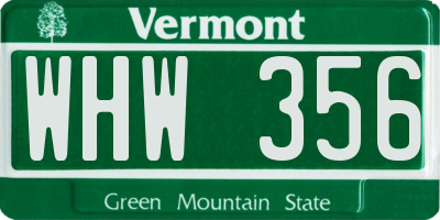 VT license plate WHW356