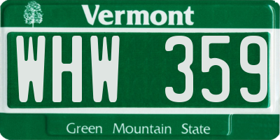 VT license plate WHW359