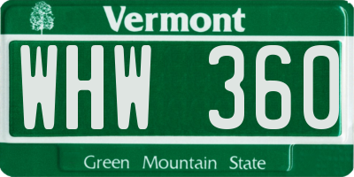 VT license plate WHW360