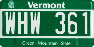 VT license plate WHW361