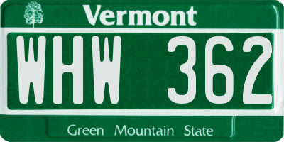 VT license plate WHW362