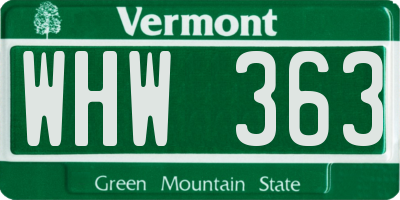VT license plate WHW363