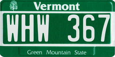VT license plate WHW367