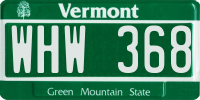 VT license plate WHW368