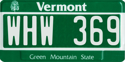 VT license plate WHW369