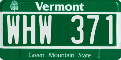 VT license plate WHW371