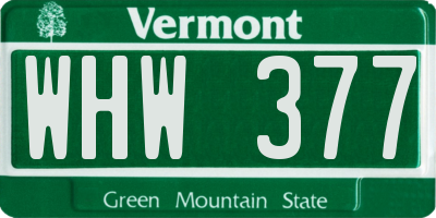 VT license plate WHW377
