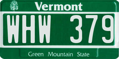 VT license plate WHW379