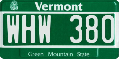 VT license plate WHW380