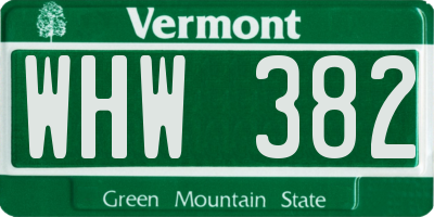 VT license plate WHW382