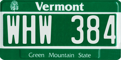 VT license plate WHW384