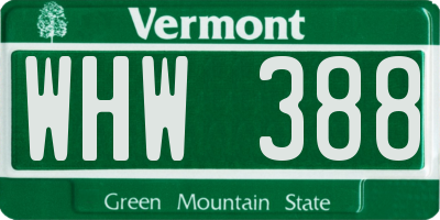 VT license plate WHW388