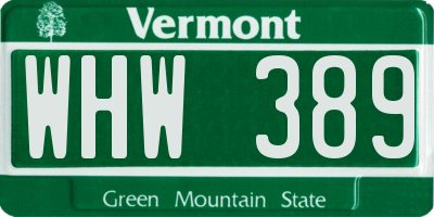 VT license plate WHW389