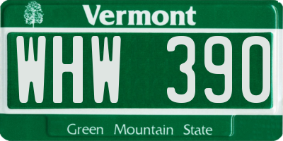 VT license plate WHW390