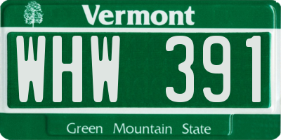 VT license plate WHW391