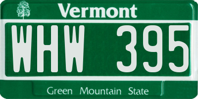 VT license plate WHW395