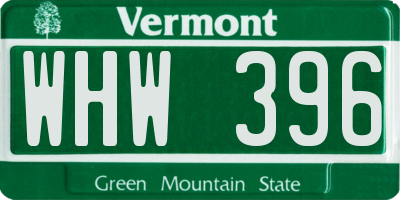VT license plate WHW396