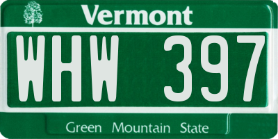 VT license plate WHW397