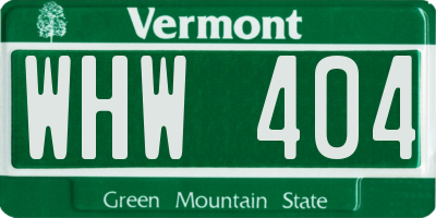 VT license plate WHW404