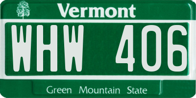 VT license plate WHW406
