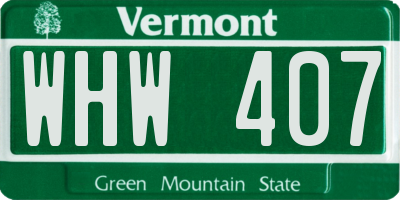 VT license plate WHW407