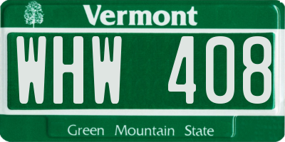VT license plate WHW408