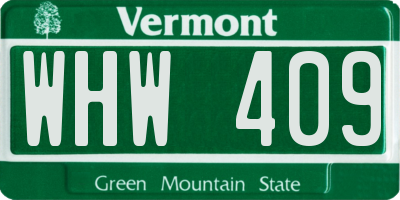 VT license plate WHW409