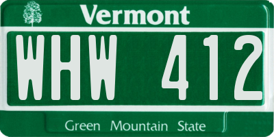 VT license plate WHW412