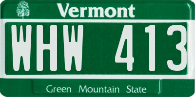 VT license plate WHW413