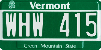 VT license plate WHW415