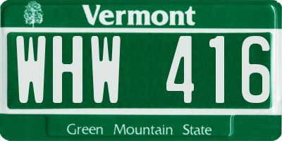 VT license plate WHW416