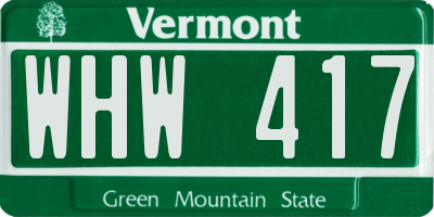 VT license plate WHW417