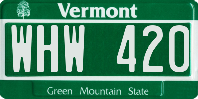 VT license plate WHW420