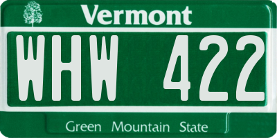 VT license plate WHW422