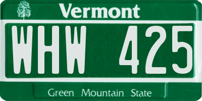 VT license plate WHW425