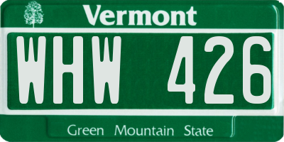 VT license plate WHW426
