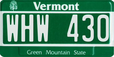 VT license plate WHW430