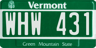 VT license plate WHW431