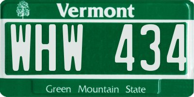 VT license plate WHW434