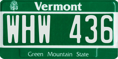 VT license plate WHW436