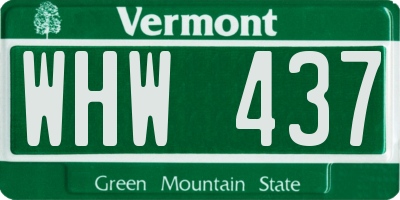 VT license plate WHW437