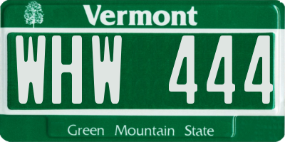 VT license plate WHW444