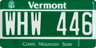 VT license plate WHW446