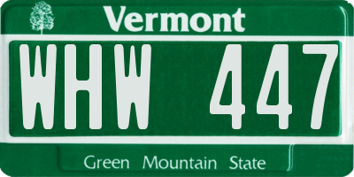 VT license plate WHW447