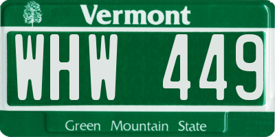 VT license plate WHW449