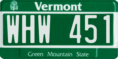 VT license plate WHW451