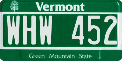 VT license plate WHW452