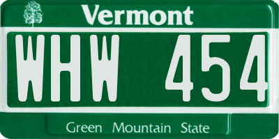 VT license plate WHW454