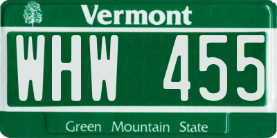 VT license plate WHW455