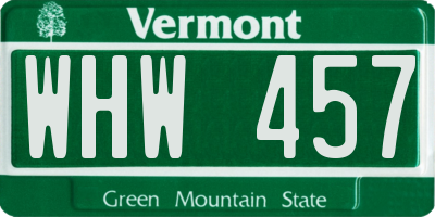 VT license plate WHW457